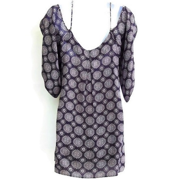 Lucy Love USA Tunic Mini Dress Cold Shoulder Butterfly Sleeves S - Picture 4 of 5